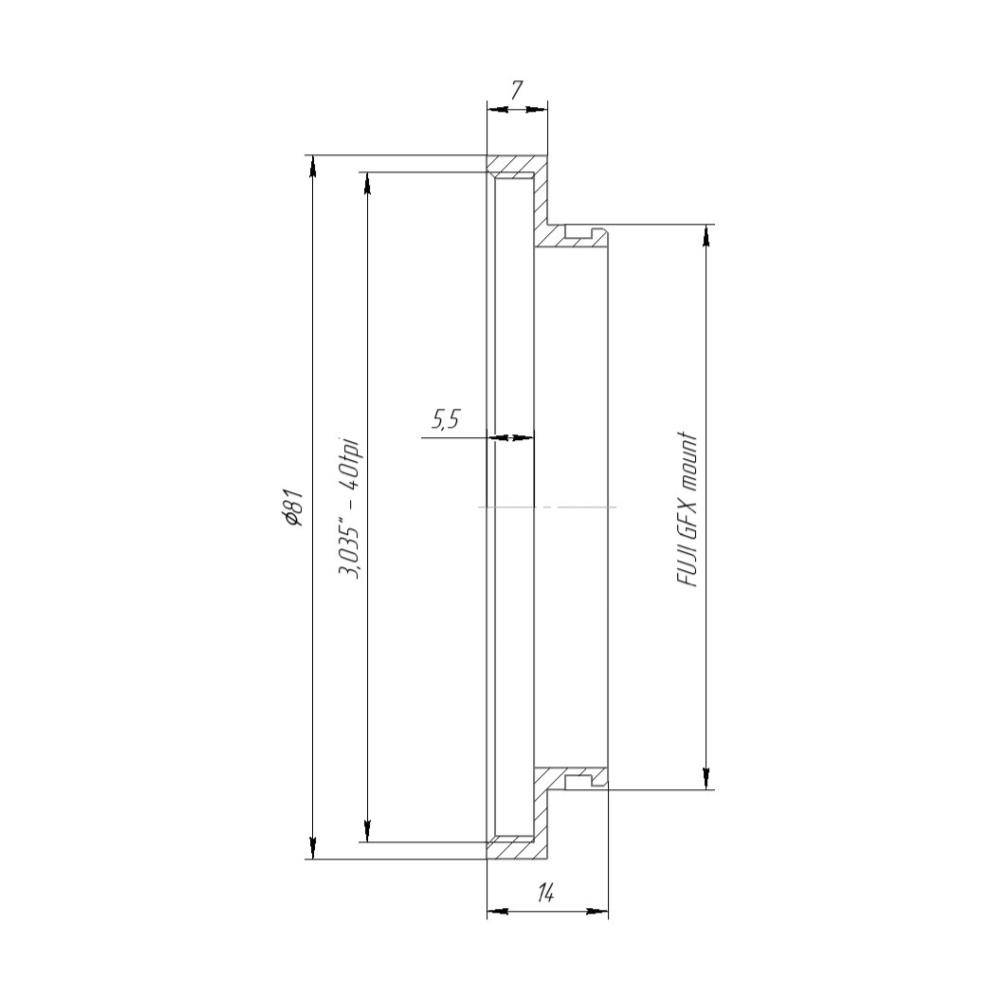 SM3 female thread to Fuji GFX camera mount adapter