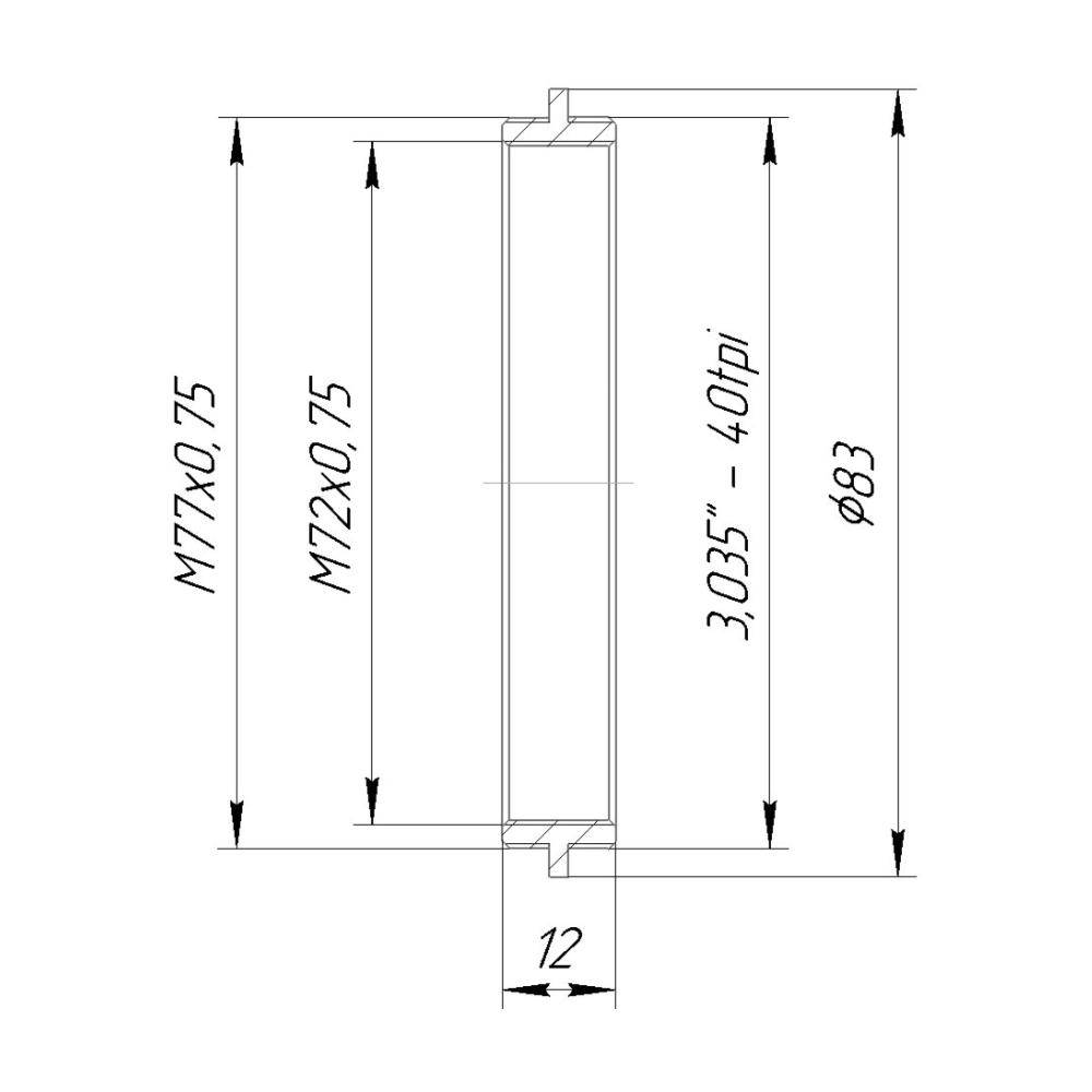 SM3 male to M77x0.75 male thread adapters