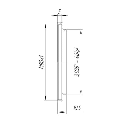 SM3 male to M90x1 female thread adapter
