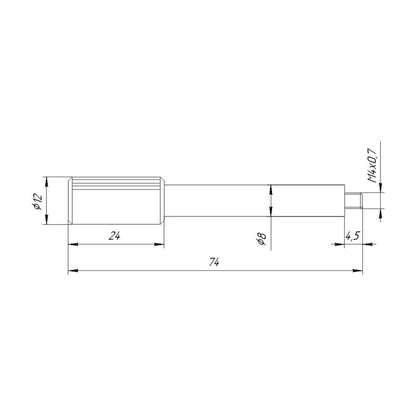 Focus Pulling Stick with M4 thread for LOMO BAS and NAS lenses, 70mm