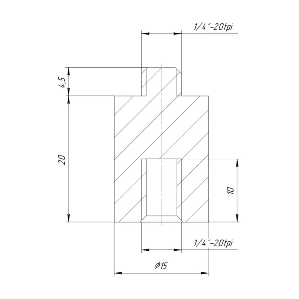 20mm extender (foot) for tripod thread (1/4" female to 1/4" male thread)