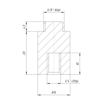 20mm extender (foot) for tripod thread (1/4" female to 3/8" male thread)