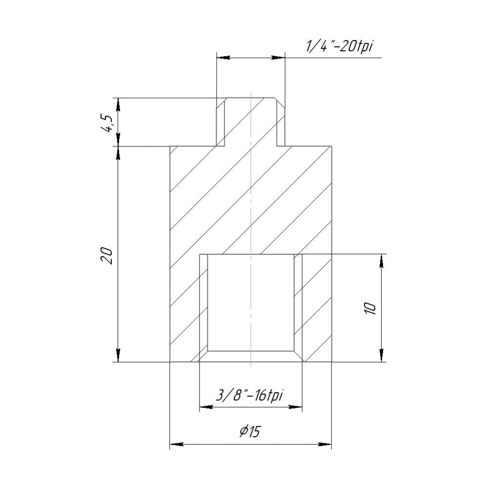 20mm extender (foot) for tripod thread (3/8" female to 1/4" male thread)
