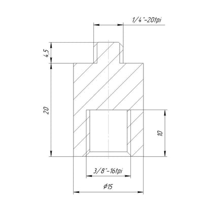 20mm extender (foot) for tripod thread (3/8" female to 1/4" male thread)