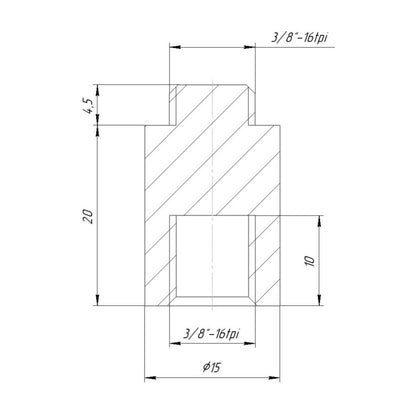 20mm extender (foot) for tripod thread (3/8" female to 3/8" male thread)