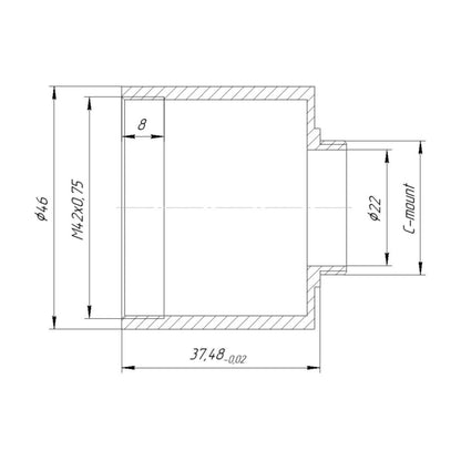 T2 female thread to C-mount camera adapter