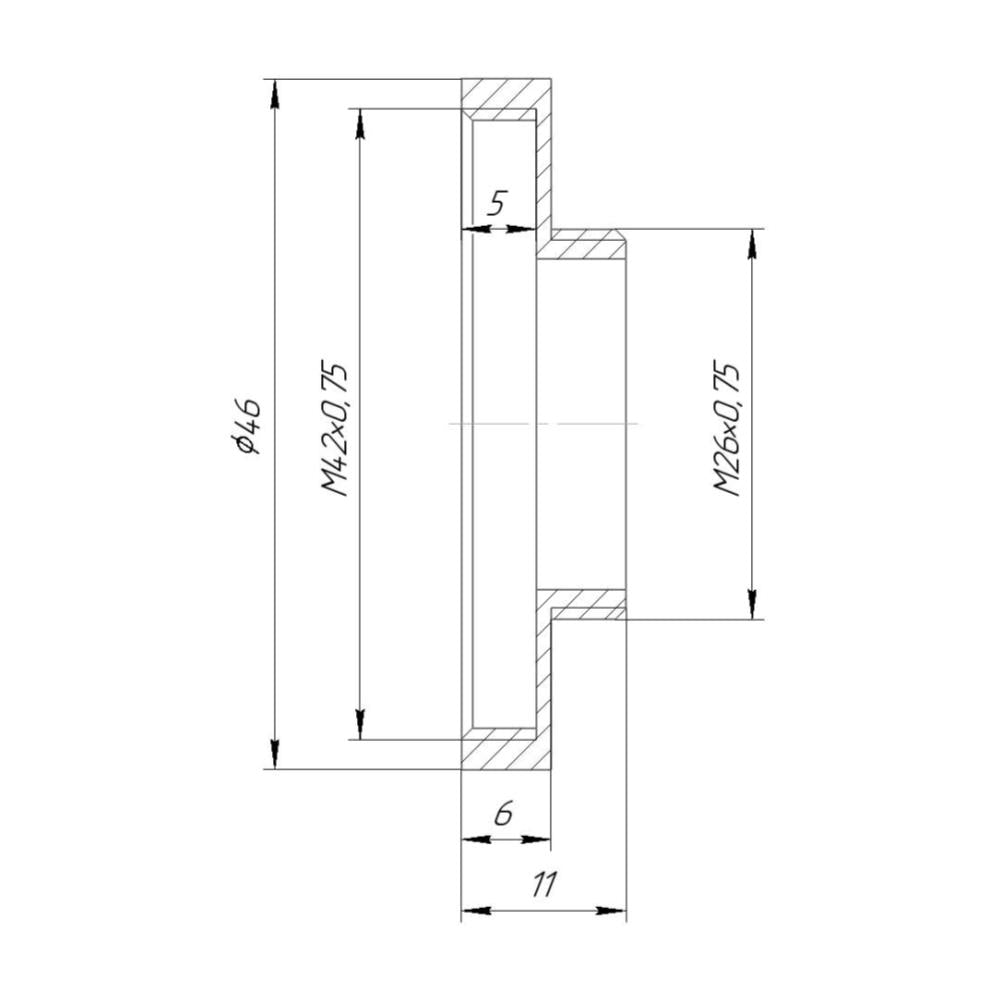 T2 female to M26x0.75 male thread adapter for binoviewers