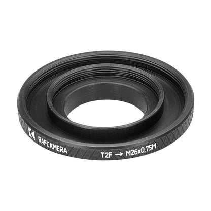 T2 female to M26x0.75 male thread adapter for binoviewers, with filter mount