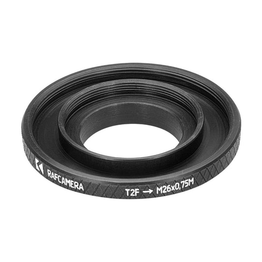 T2 female to M26x0.75 male thread adapter for binoviewers, with filter mount