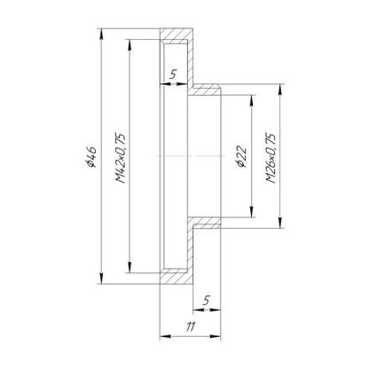 T2 female to M26x0.75 male thread adapter for binoviewers, bronze