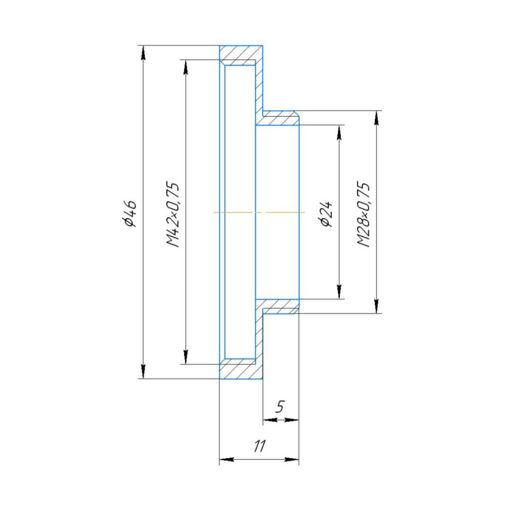 T2 female to M28x0.75 male thread adapter for Arcturus binoviewers