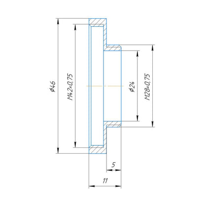 T2 female to M28x0.75 male thread adapter for Arcturus binoviewers