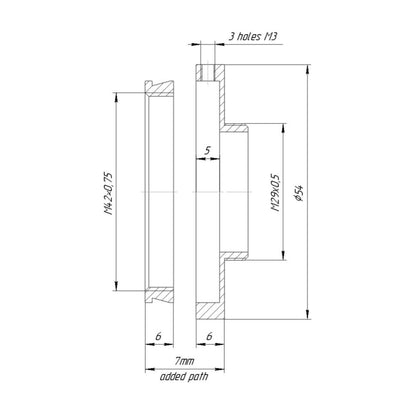 T2 female to M29x0.5 male thread adapter for Denk II binoviewer, adjustable