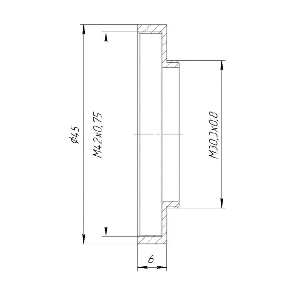 T2 (M42x0.75) female to Envis (M30.3x0.8) male thread adapter