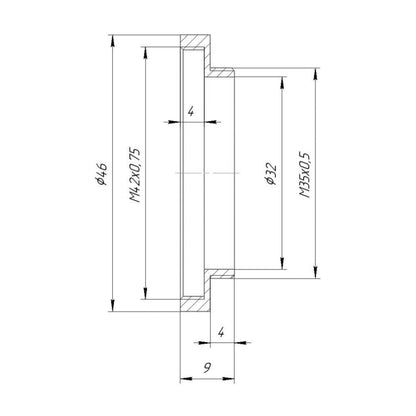 T2 female to M35x0.5 male thread adapter for Starlight Xpress CCD