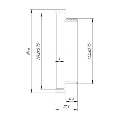 T2 female to M36x0.75 male thread adapter for Copal #1 shutter