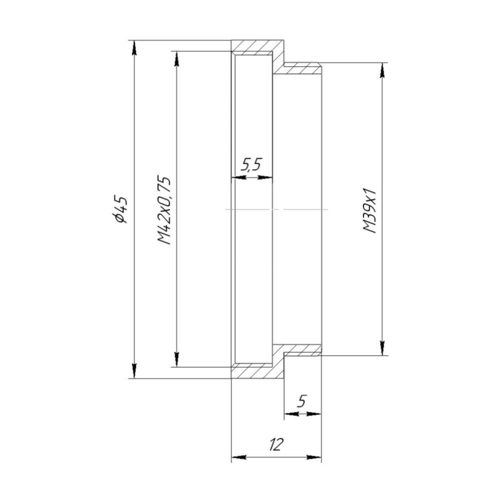 T2 (M42x0.75) female to M39x1 (LTM) male thread adapter