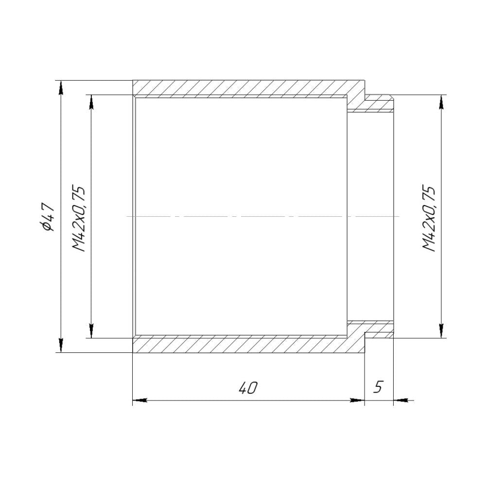 T2 (M42x0.75) thread extension tube, 40mm long