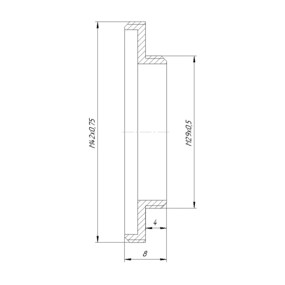 T2 (M42x0.75) male to M29x0.5 male thread adapter for Arcturus binoviewer