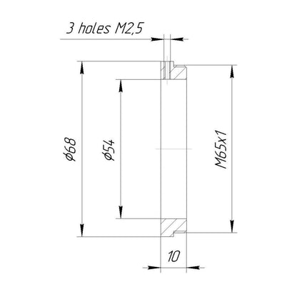 54mm clamp to M65x1 male thread adapter for Mejiro Genossen