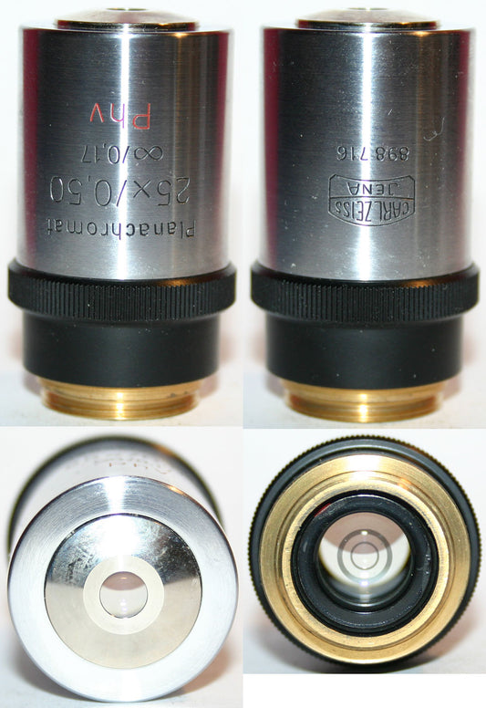 Zeiss Microscope Objective - Planachromat 25x0.50 Phv 19mm