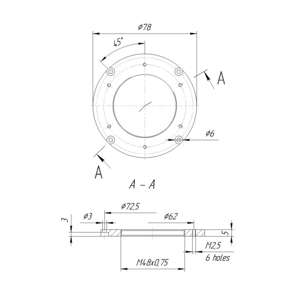 ZWO faceplate with M48x0.75 female thread